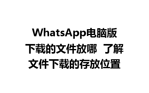 WhatsApp电脑版下载的文件放哪  了解文件下载的存放位置