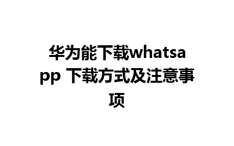 华为能下载whatsapp 下载方式及注意事项