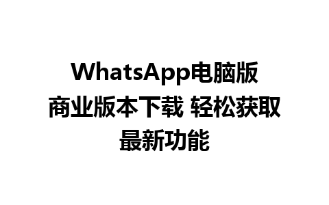 WhatsApp电脑版商业版本下载 轻松获取最新功能