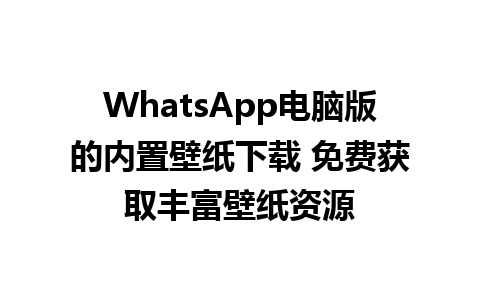 WhatsApp电脑版的内置壁纸下载 免费获取丰富壁纸资源