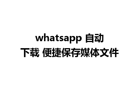 whatsapp 自动下载 便捷保存媒体文件