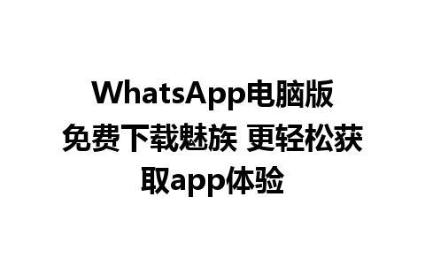 WhatsApp电脑版免费下载魅族 更轻松获取app体验