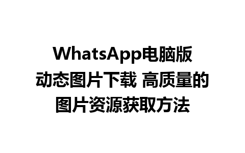 WhatsApp电脑版动态图片下载 高质量的图片资源获取方法