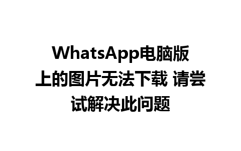 WhatsApp电脑版上的图片无法下载 请尝试解决此问题