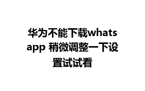 华为不能下载whatsapp 稍微调整一下设置试试看