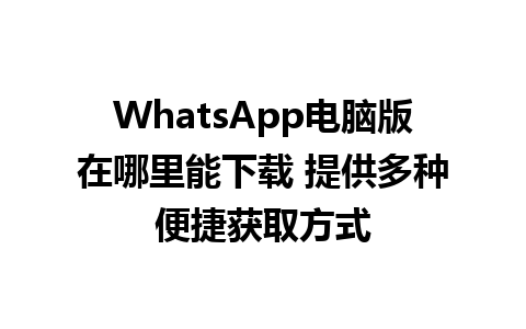 WhatsApp电脑版在哪里能下载 提供多种便捷获取方式