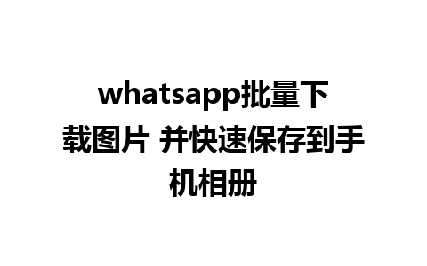 whatsapp批量下载图片 并快速保存到手机相册