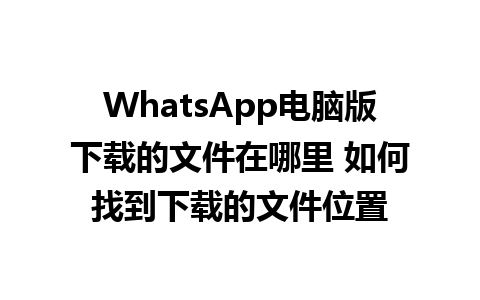 WhatsApp电脑版下载的文件在哪里 如何找到下载的文件位置