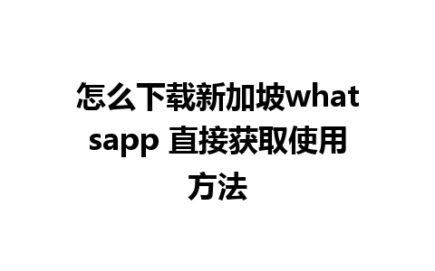 怎么下载新加坡whatsapp 直接获取使用方法