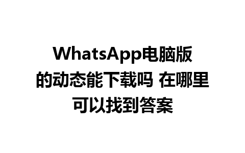 WhatsApp电脑版的动态能下载吗 在哪里可以找到答案