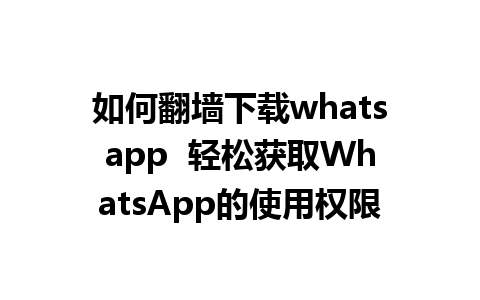 如何翻墙下载whatsapp  轻松获取WhatsApp的使用权限