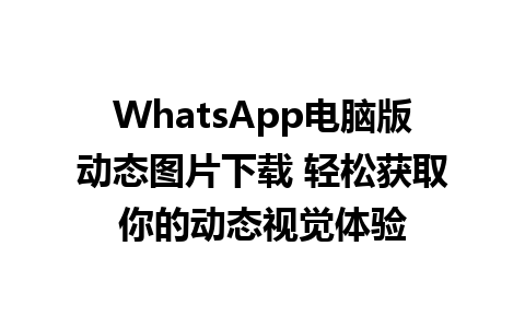 WhatsApp电脑版动态图片下载 轻松获取你的动态视觉体验