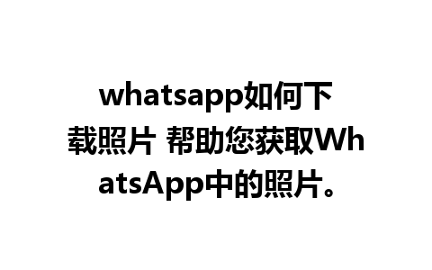 whatsapp如何下载照片 帮助您获取WhatsApp中的照片。