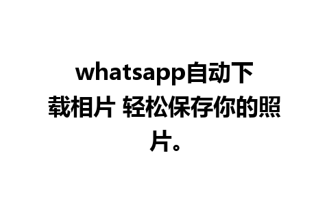 whatsapp自动下载相片 轻松保存你的照片。