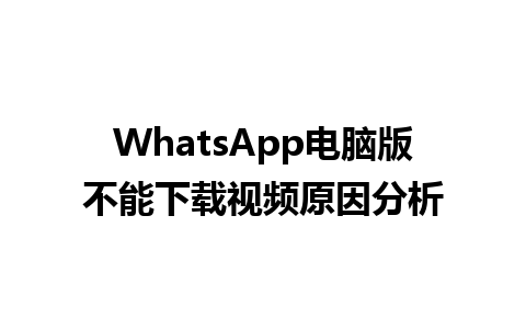 WhatsApp电脑版不能下载视频原因分析