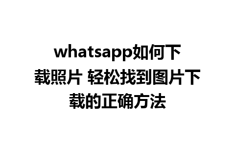 whatsapp如何下载照片 轻松找到图片下载的正确方法