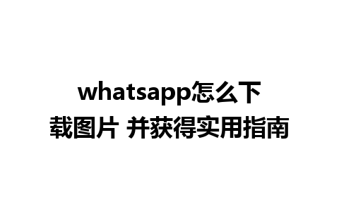 whatsapp怎么下载图片 并获得实用指南