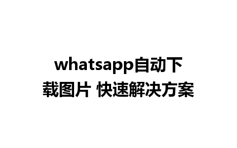 whatsapp自动下载图片 快速解决方案