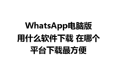 WhatsApp电脑版用什么软件下载 在哪个平台下载最方便