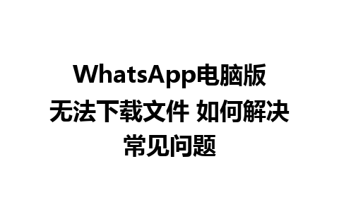 WhatsApp电脑版无法下载文件 如何解决常见问题