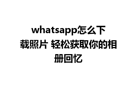 whatsapp怎么下载照片 轻松获取你的相册回忆