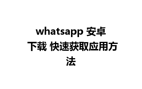 whatsapp 安卓 下载 快速获取应用方法