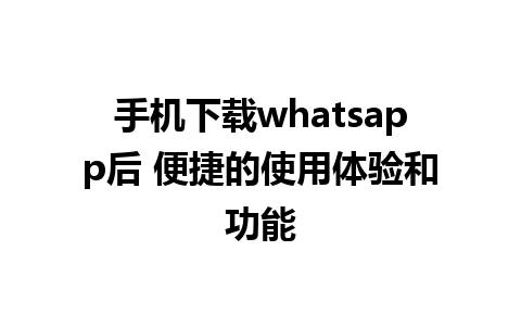 手机下载whatsapp后 便捷的使用体验和功能