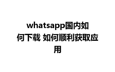 whatsapp国内如何下载 如何顺利获取应用