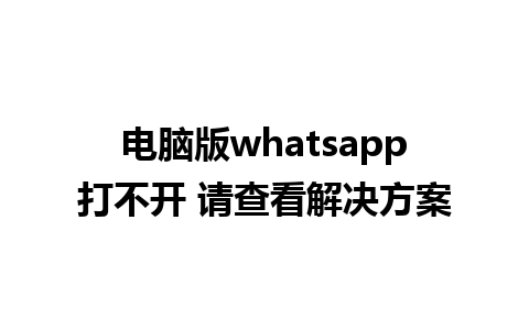 电脑版whatsapp打不开 请查看解决方案