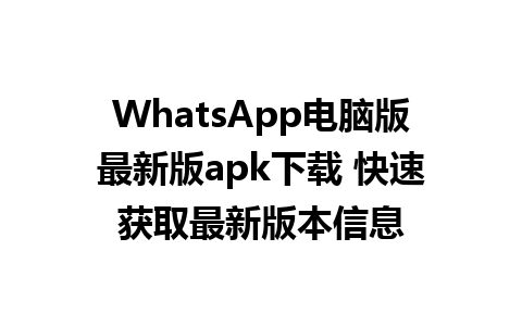 WhatsApp电脑版最新版apk下载 快速获取最新版本信息