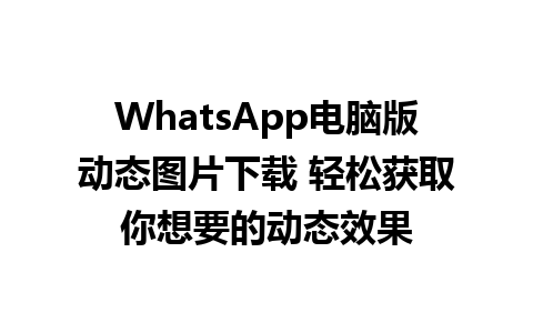 WhatsApp电脑版动态图片下载 轻松获取你想要的动态效果