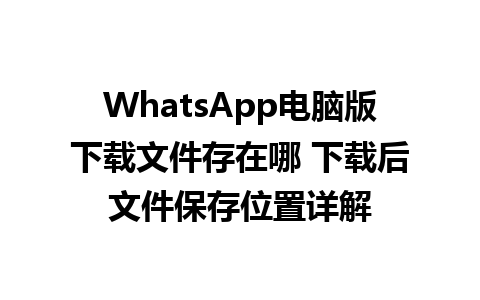 WhatsApp电脑版下载文件存在哪 下载后文件保存位置详解