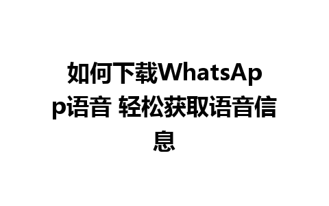 如何下载WhatsApp语音 轻松获取语音信息