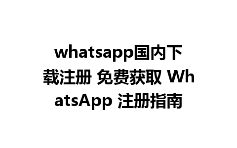 whatsapp国内下载注册 免费获取 WhatsApp 注册指南