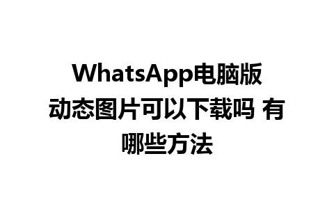 WhatsApp电脑版动态图片可以下载吗 有哪些方法