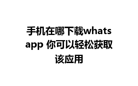 手机在哪下载whatsapp 你可以轻松获取该应用