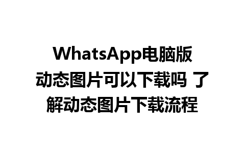 WhatsApp电脑版动态图片可以下载吗 了解动态图片下载流程