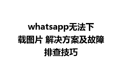 whatsapp无法下载图片 解决方案及故障排查技巧