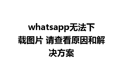 whatsapp无法下载图片 请查看原因和解决方案