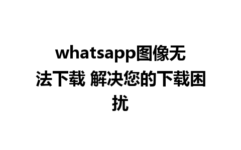 whatsapp图像无法下载 解决您的下载困扰